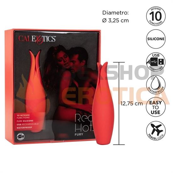 Estimulador Red Hot Fury con carga USB y 10 velocidades